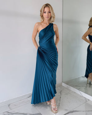 Blue Asymmetrical Midi Dress