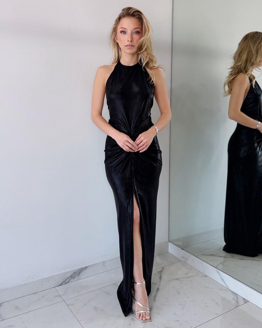 Black Open Back Gown Dress