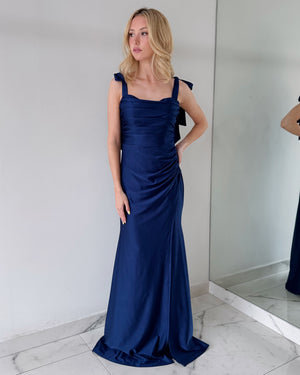 LM1070 Blue Bodycon Gown Dress