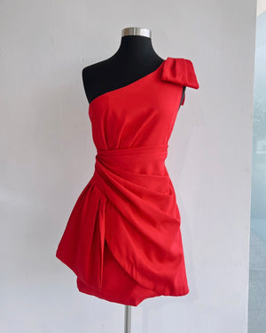 Red One Shoulder Mini Dress
