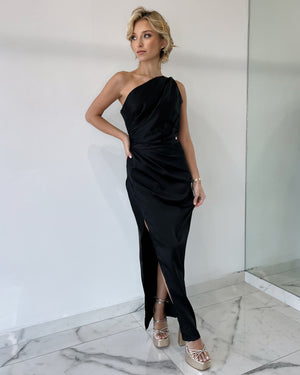 Black One Shoulder Maxi Dress