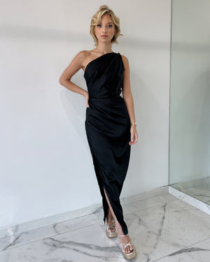 Black One Shoulder Maxi Dress