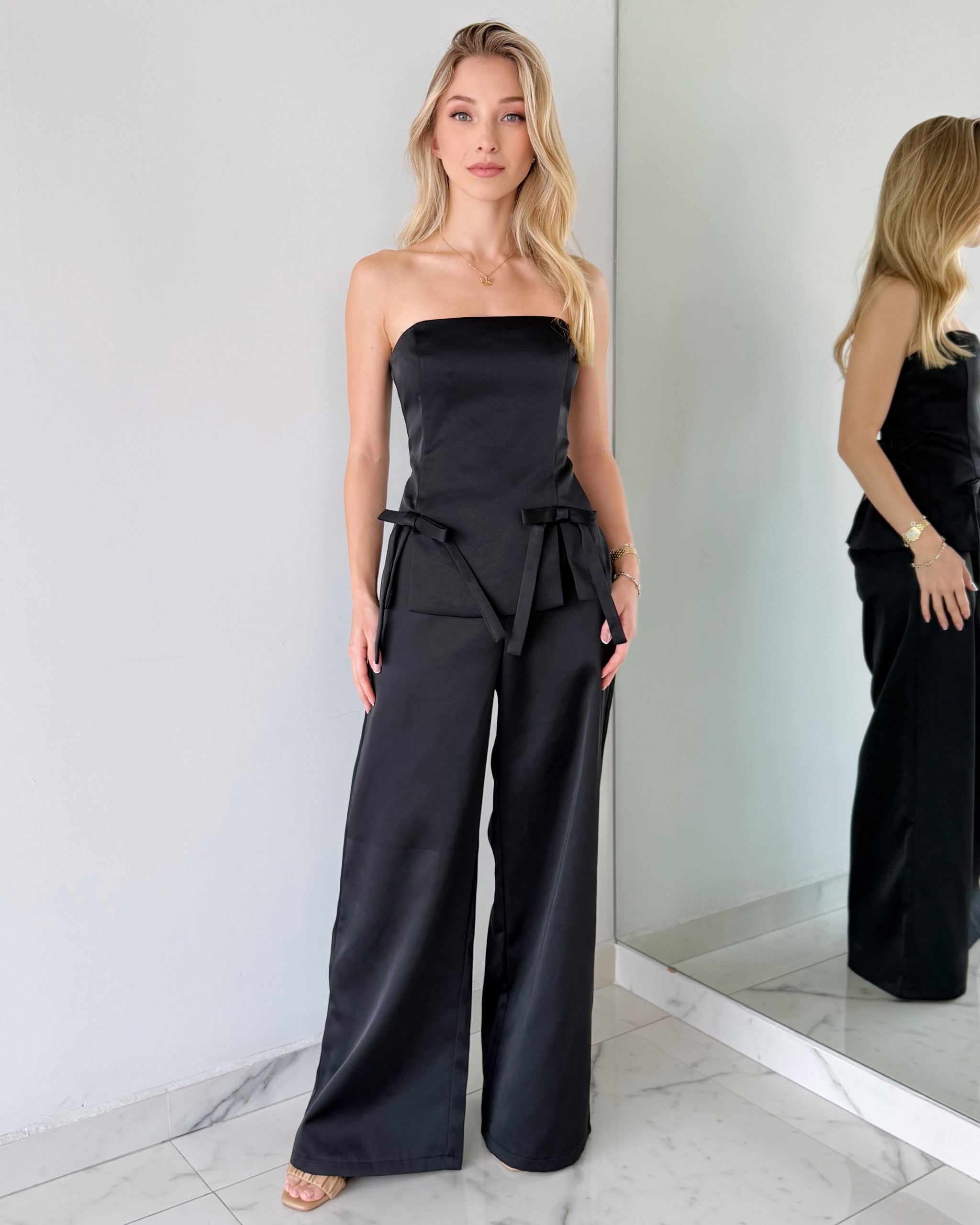 Black Top + Pant Two Piece Set