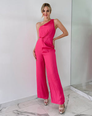 Pink One Shoulder Jumpsuit