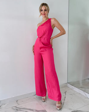 Pink One Shoulder Jumpsuit