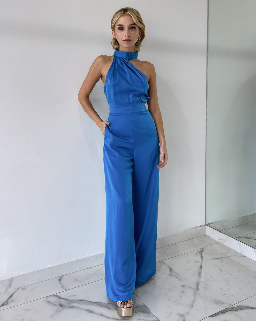 Blue Choker Jumpsuit