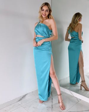 Baby Blue Open Detail Gown Dress