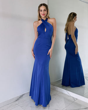 Blue Basic Cross Gown Dress