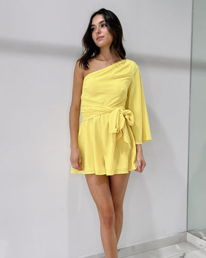 Yellow One Shoulder Romper