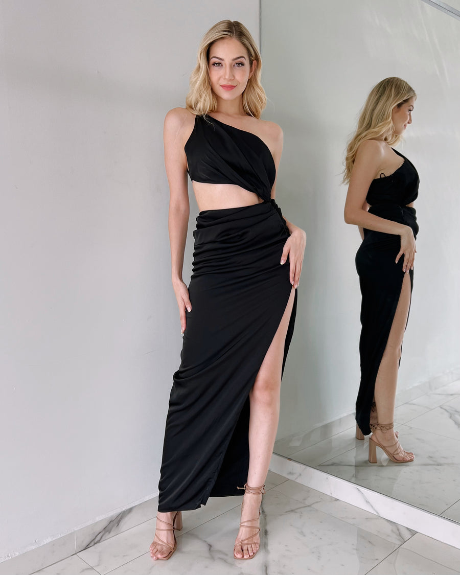 Black Open Detail Gown Dress
