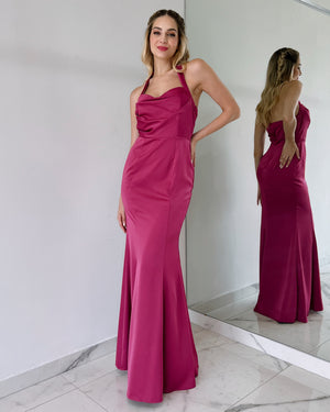 Magenta Halter Basic Gown Dress