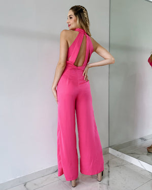 Pink Open Back Jumpsuit