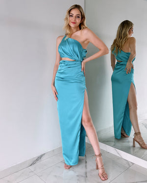 Baby Blue Open Detail Gown Dress