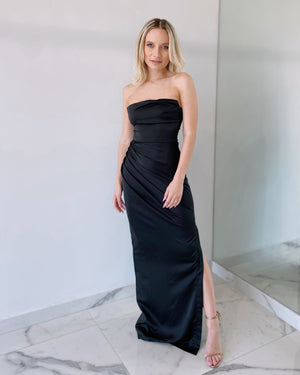 Black Bodycon Silk Gown Dress