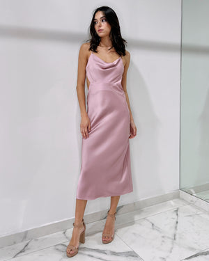 Pink Open Detail Midi Dress