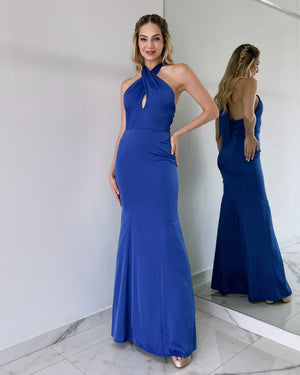 Blue Basic Cross Gown Dress