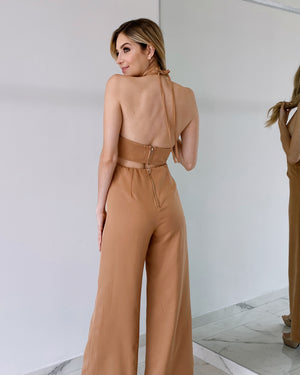 Milk Coffee Open Detail Jumpsuit