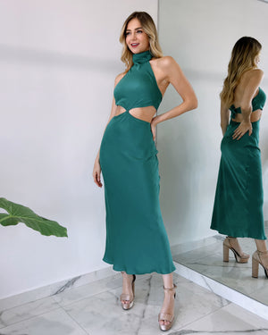 Turquoise Open Detail Midi Dress