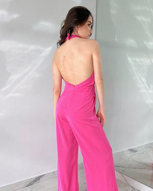 Hot Pink Halter Jumpsuit