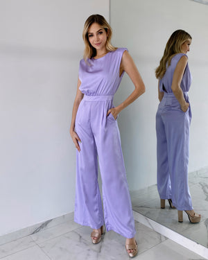 Lilac Shoulder Pads Jumpsuit