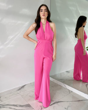 Hot Pink Halter Jumpsuit