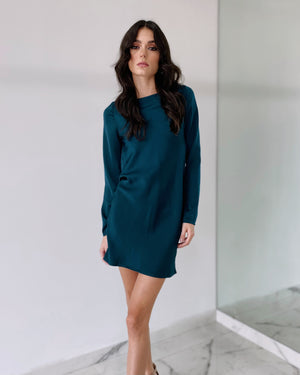 Turquoise Plain Open Back Dress