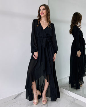 Black Long Sleeve Gown Dress