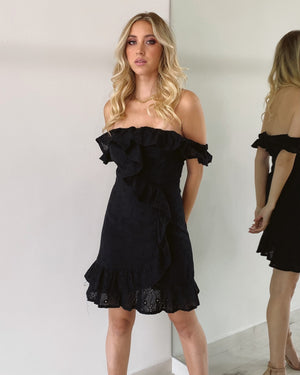 Black Off Shoulder Lace Dress