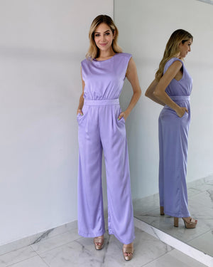 Lilac Shoulder Pads Jumpsuit