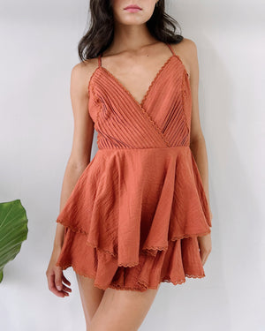 Copper V Neck Romper