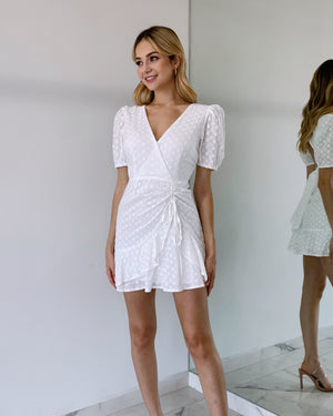 White Lace Open Back Mini Dress