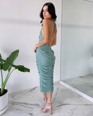 Sage Open Detail Midi Dress