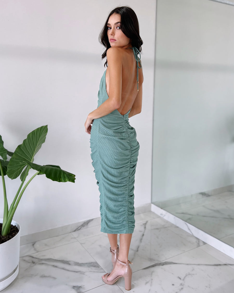 Sage Open Detail Midi Dress