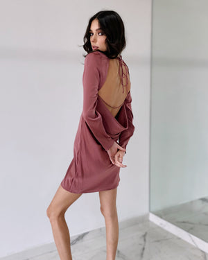 Rose Plain Open Back Dress