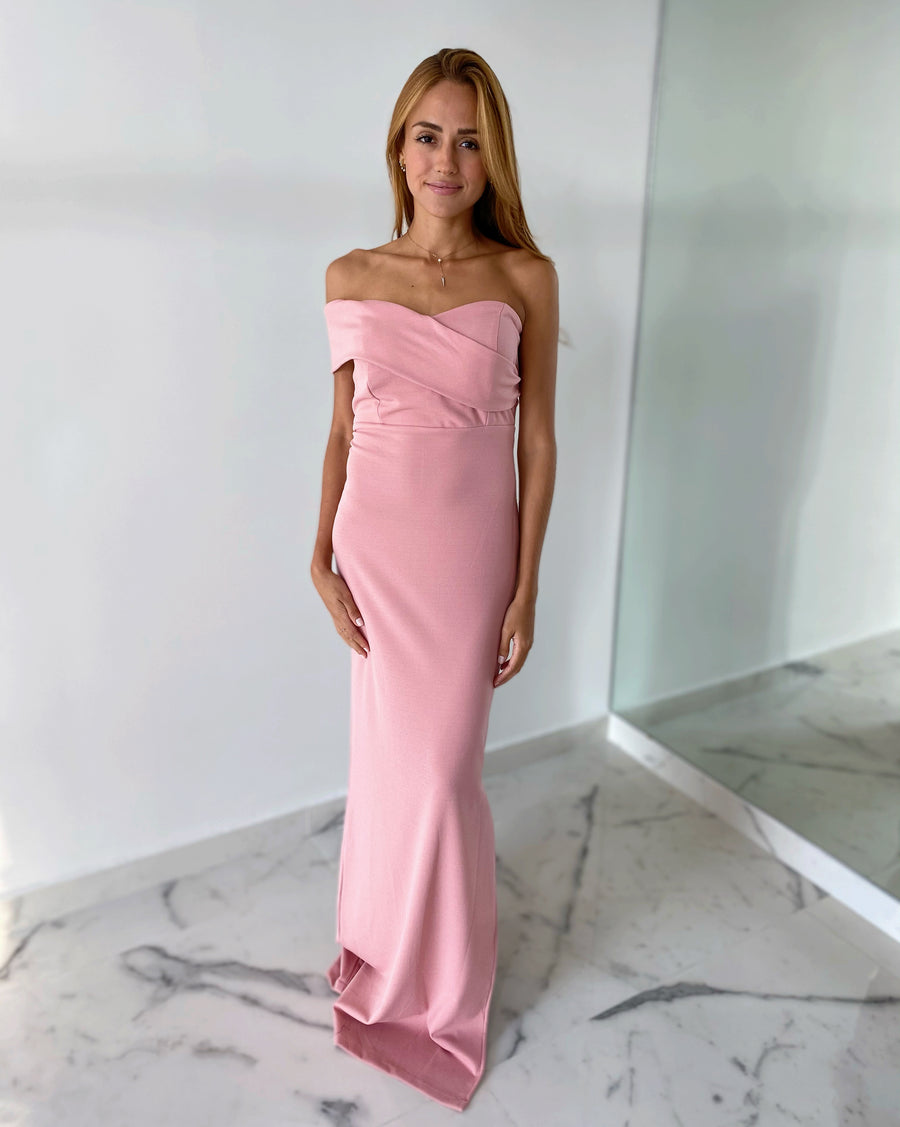 Off Shoulder Pink Gown Dress
