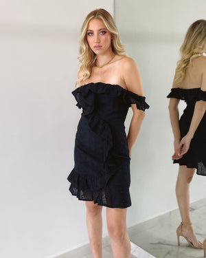 Black Off Shoulder Lace Dress
