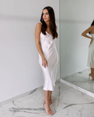 Champagne Silk Midi Dress