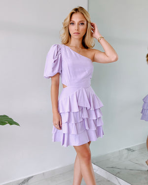 Lilac One Shoulder Mini Dress