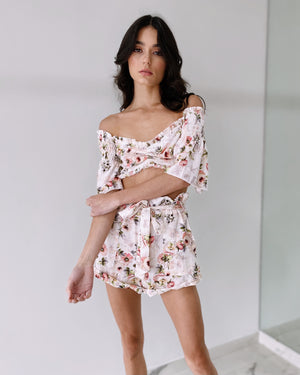 White Off Shoulder Floral Set