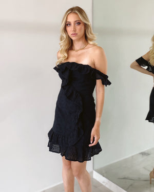 Black Off Shoulder Lace Dress