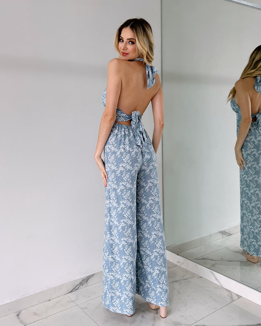 Baby Blue Open Back Jumpsuit