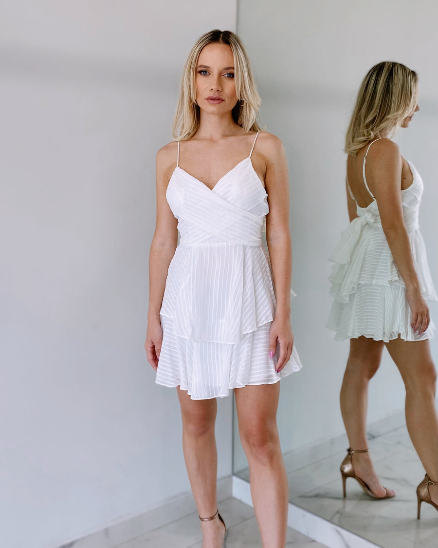 White V Neck Short Dress