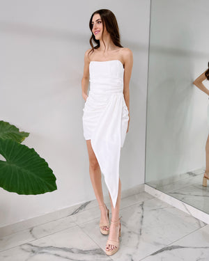 White Strapless Short Dress