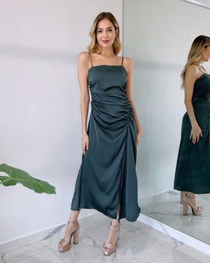 Forest Green Basic Midi Dress