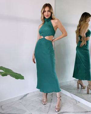 Turquoise Open Detail Midi Dress