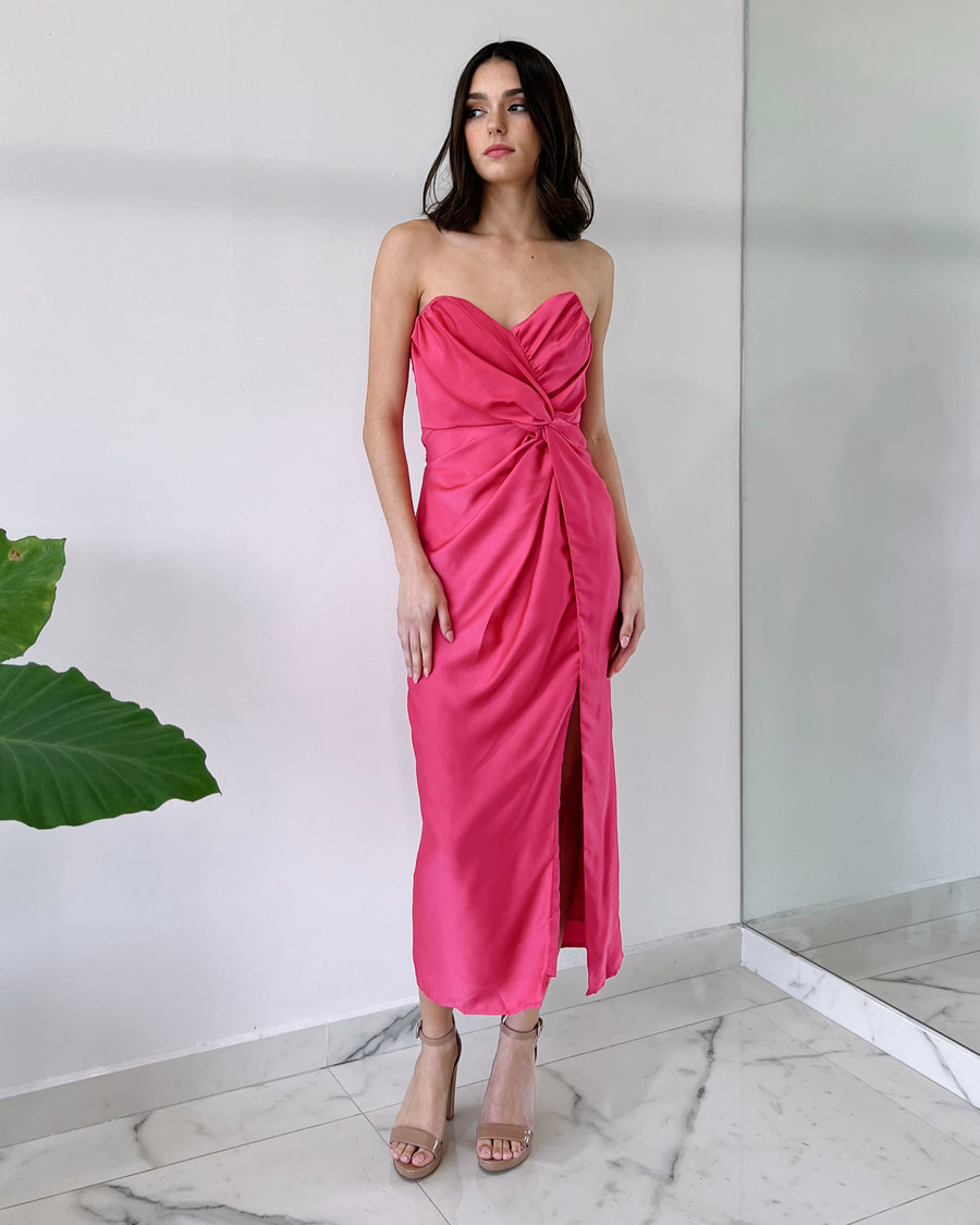 Pink Bun Midi Dress