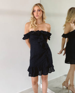 Black Off Shoulder Lace Dress