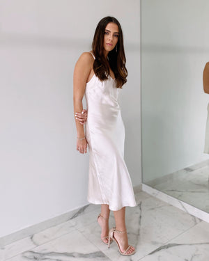 Champagne Silk Midi Dress