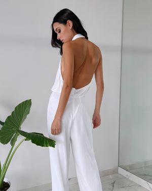 White Open Back Jumpsuit