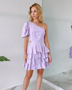 Lilac One Shoulder Mini Dress